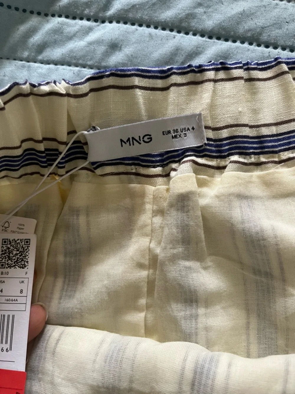 Mango Cream Maxi Skirt with Navy Vertical Stripes - Picture 8 of 9